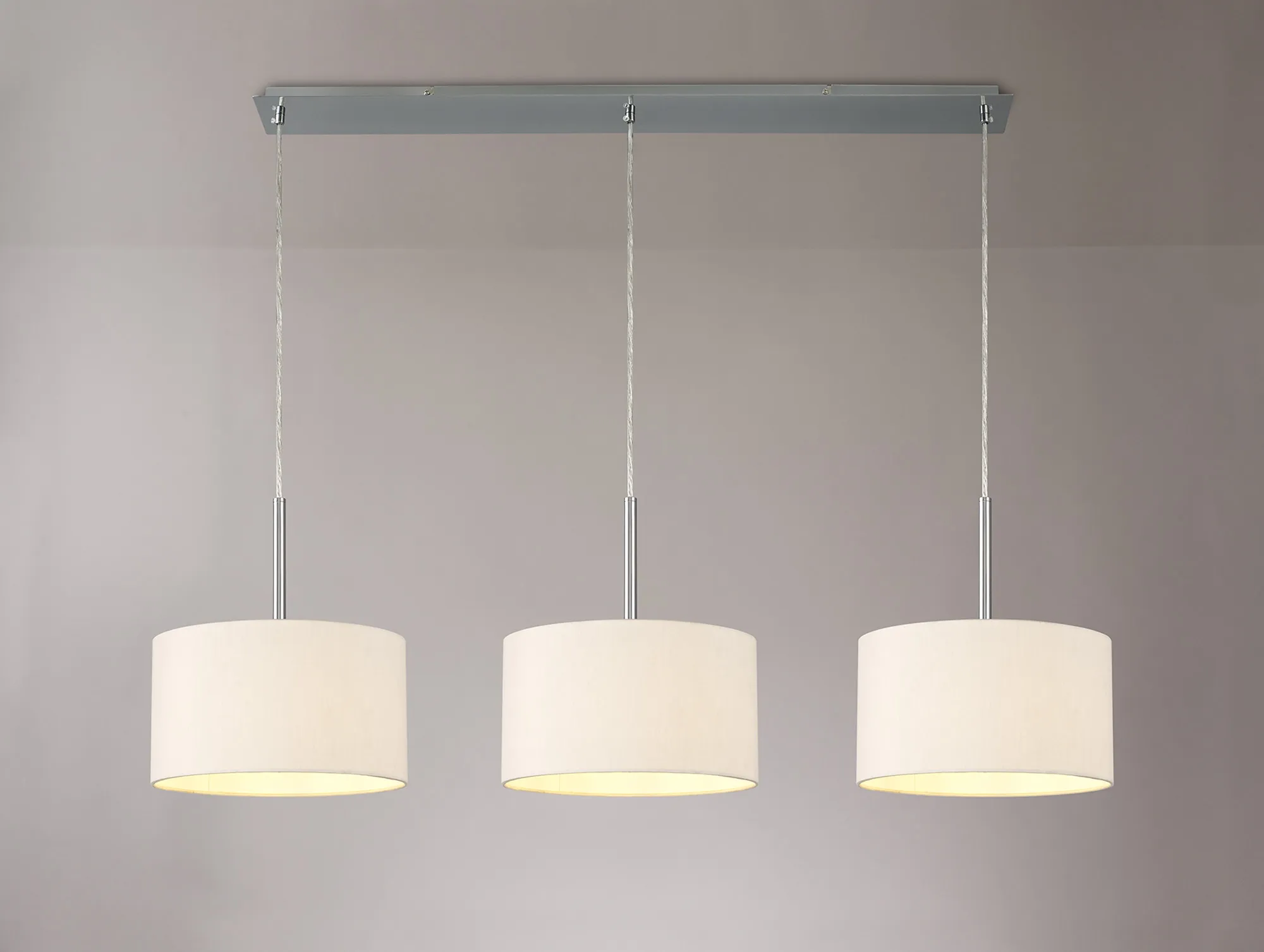 Baymont 30cm Shade 3 Light Pendant Polished Chrome, Nude Beige/Moonlight DK0554  Deco Baymont CH NU